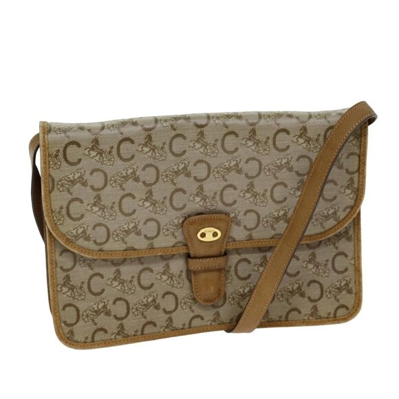 CELINE C Macadam Canvas Shoulder Bag Beige - Picture 1 of 16
